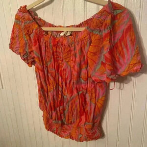 Cynthia rowley off shoulder tropical crop top